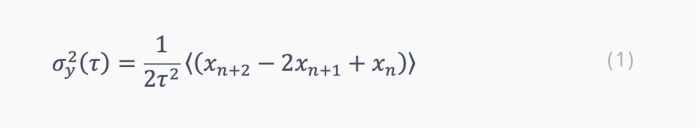 By definition, Allan Deviation σy is calculated as a function of observation time τ by the following equation: