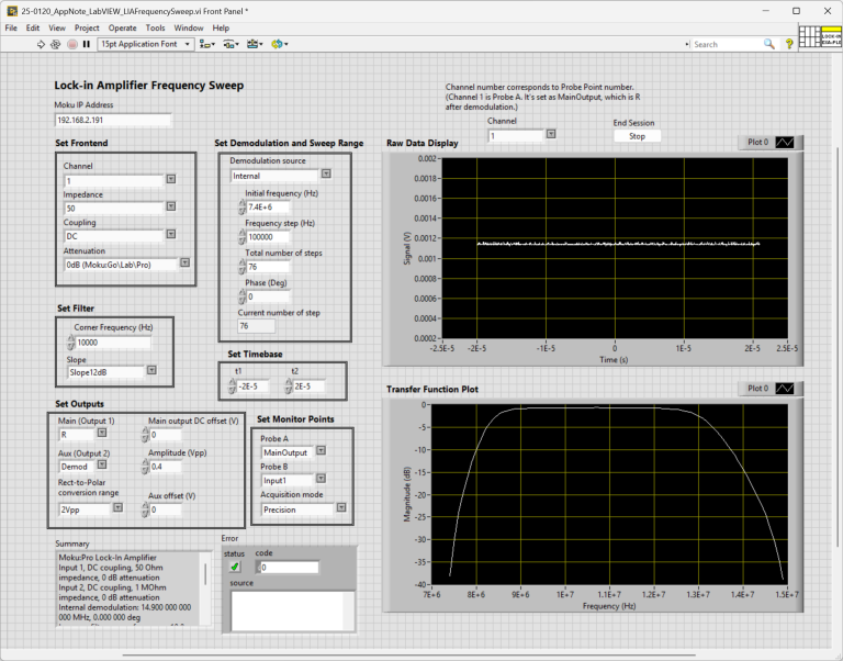 Lock-in Amplifier frequency sweep with LabVIEW - Liquid Instruments