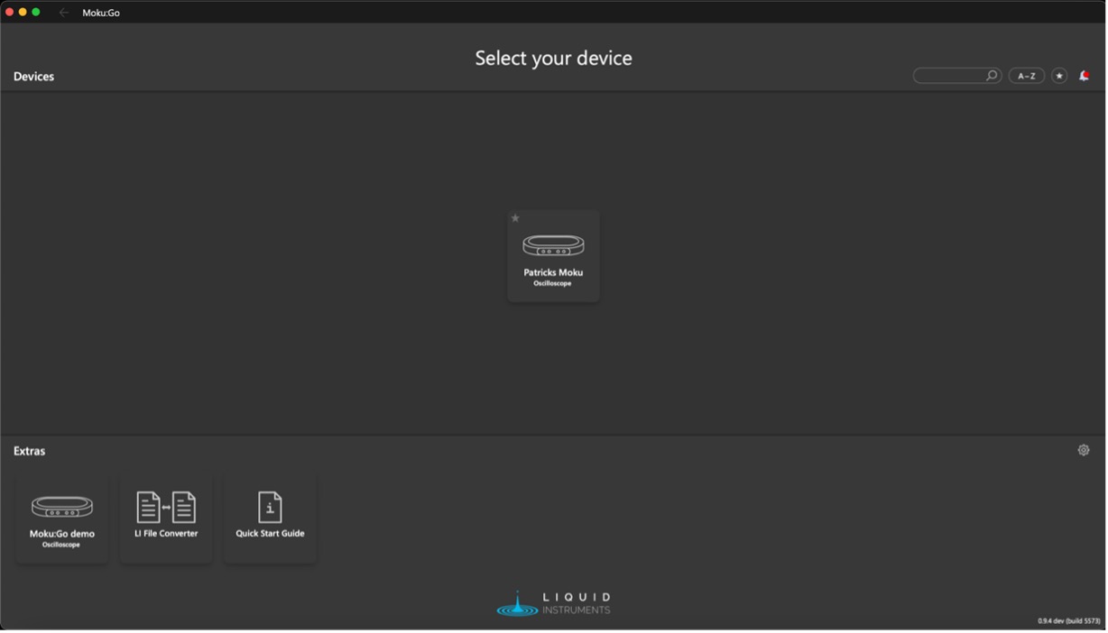 Figure 5: Moku App Device Selection Screen