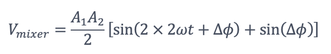 Assuming ωLO ≅ ωin= ω, Vmixer can be written as