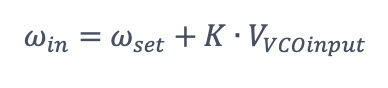 ωset is the set/center frequency of the VCO. K is the sensitivity of the VCO. VVCOinput is the input of the VCO. AVCO is the amplitude of the VCO. Both K and AVCO remain constant during normal operation. Without getting into details about closed-loop control theory, this configuration tries to maintain a zero instantaneous frequency difference between the input signal Vin and VVCO.