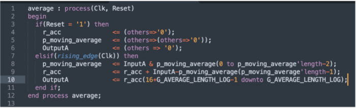 Moving average VHDL code