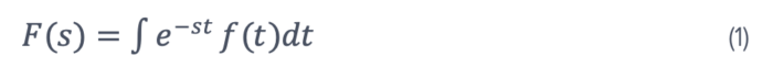 We can derive the transfer function of a control system using the Laplace transform, which is defined as F(s) for a given time-domain signal f(t)