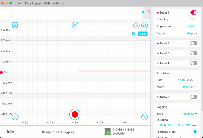 Triggered data logging start for Moku Version 3.1.1