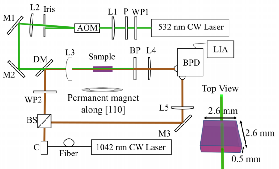 experimental setup of Nitrogen vacancy magnetometer